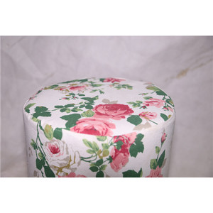 Tabouret rond à imprimé floral en bois massif 30x30x30 cm avec housse amovible, pouf de style traditionnel pour la maison - Product Image 3