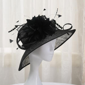 Chapeau de style européen, <span class=keywords><strong>chic</strong></span>, pour <span class=keywords><strong>femme</strong></span>, à large bord, idéale pour une fête de mariage, collection - Product Image 4