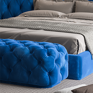 Meubles de chambre à coucher modernes, tête de lit large en tissu, lit double, lit king size capitonné - Product Image 5