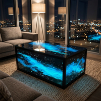 Table de bar moderne en résine époxy avec éclairage LED RGB, effet galaxie étoilée, boîte lumineuse rectangulaire, pour discothèque, salon, hôtel, événement
