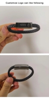 Cable usb de cuero negro para hombre y mujer, pulsera personalizada, Cable de carga de datos, nuevo estilo
