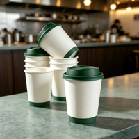 Gobelet en papier ondulé 16 oz, double paroi isolante, pour boissons chaudes, jetable, logo personnalisé, en gros