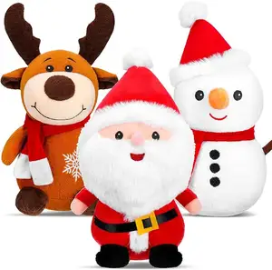 Vente en gros de jouets en peluche Père Noël Cadeau pour enfants Elk Bonhomme de neige Poupée en peluche dessin animé pour enfants