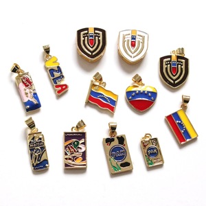 P323 Liontin Enamel Tembaga Berlapis Emas 18K Venezuela, Anti Luntur, Perlengkapan Pembuatan Perhiasan <span class=keywords><strong>DIY</strong></span>, Kalung - Product Image 3