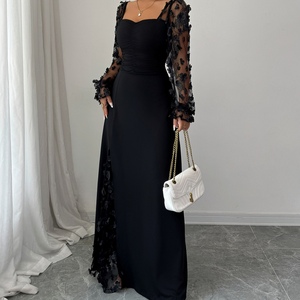 ชุดเดรสลูกไม้แขนยาวแบบเย็บปะติดปะต่อที่หรูหราและสง่างามสำหรับผู้หญิง - Product Image 3