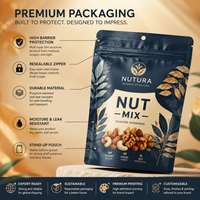 Pochette personnalisée mate refermable avec fermeture éclair pour mélange de noix de fitness, sac à collation de gym avec trou Euro, vente en gros, qualité alimentaire
