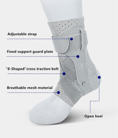 Attelle de cheville personnalisable avec logo, stabilisateurs latéraux et sangle de fixation croisée pour protection renforcée en sport et arthrite