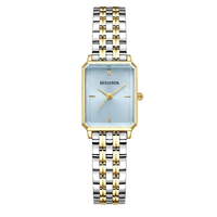 Montre analogique à quartz de luxe pour femme, boîtier et bracelet en acier inoxydable, cadran en verre minéral, résistance à l'eau 5 ATM, fermoir papillon