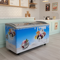 Vitrines réfrigérées pour glaces XMING, congélateurs pour sucettes glacées, vitrine avec porte en verre incurvée