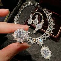 Magnifiques bijoux pour femmes, cadeau de luxe, cristal brillant, charme élégant, accessoires de mode, bagues, boucles d'oreilles, colliers et bracelets