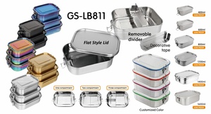 Thép không gỉ Hộp Ăn Trưa trẻ em <span class=keywords><strong>l</strong></span>ớn kim loại Bento container với 3 chia thực phẩm hộp khoang Bento Hộp Ăn Trưa Kid cho người <span class=keywords><strong>l</strong></span>ớn - Product Image 5