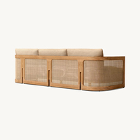 Ensemble de table de balcon en rotin Table de thé de jardin extérieure et chaise longue en osier Ensemble de canapé en rotin pour hôtel en bois de teck moderne
