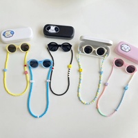 Ensemble de lunettes pour enfants avec logo personnalisé, monture ronde légère, lunettes de soleil avec sangle à perles étoilées pour marque privée