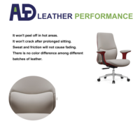Chaise de bureau exécutive ergonomique en cuir de luxe moderne, dossier haut, pivotante, avec base en aluminium pour patron ou directeur