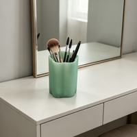 Porte-pinceaux de maquillage en résine en forme de fleur, bord ondulé, support de rangement pour outils cosmétiques, porte-rouge à lèvres et crayons à sourcils multifonctionnel