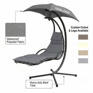 Fauteuils suspendus incurvés pour l'extérieur, chaise suspendue en forme d'œuf avec support de hamac, coussin et auvent amovible - Product Image 2