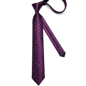 Cravatta da uomo casual con pois <span class=keywords><strong>viola</strong></span>, fazzoletto da taschino e gemelli, accessori per affari e matrimoni, regalo, in seta jacquard - Product Image 6