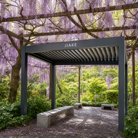 Pergola en aluminium Jiake 6063-T5 avec toit à lames motorisées pour jardin, terrasse, patio, gazebo, pavillon extérieur