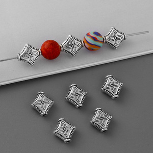 ลูกปัดทรงเรขาคณิตทำจากโลหะผสมแบบวินเทจลูกปัดแบบทิเบตขนาด10มม. ทำด้วยมือแบบไม่เหมือนใครวัสดุเครื่องประดับ DIY - Product Image 2