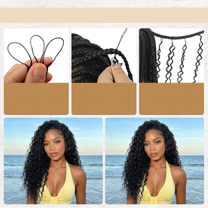 Extensions <span class=keywords><strong>de</strong></span> <span class=keywords><strong>cheveux</strong></span> humains vierges en gros, tressées au crochet, sans nœuds, pré-séparées, bouclées, invisibles, couleur personnalisable, finition douce et brillante - Product Image 6