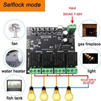 Module de commutateur relais sans fil WiFi à 4 canaux, contrôleur intelligent à contrôle instantané, DC 7-32V, bricolage, télécommande pour porte de Garage