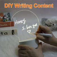 Tableau d'écriture en acrylique avec stylo, lampe de nuit 3D à LED USB, à brancher, pour chambre à coucher