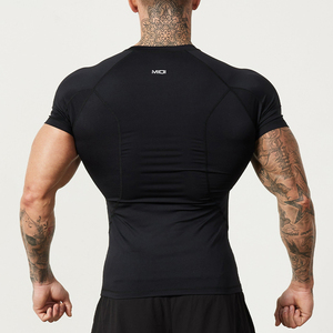 MIQI séchage rapide respirant solide Jersey Fitness haut hommes doux T-shirts compressé Spandex/coton Gym <span class=keywords><strong>chemise</strong></span> à manches courtes - Product Image 1