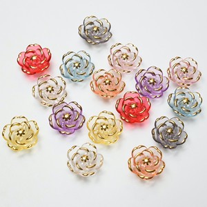 Perles de rose 3D transparentes en acrylique, estampées or, à fond plat, style camélia, pour DIY, style ancien, pour bouquets tressés et accessoires de pince à cheveux - Product Image 2