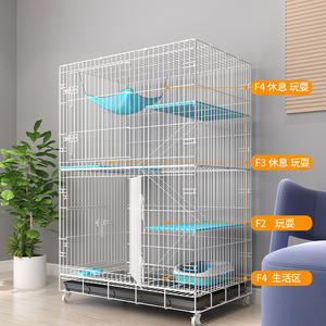 Jaula moderna de alambre de acero para gatos, rectangular, extra grande, portátil, con caja de arena y cama para uso en interiores, para perros de razas grandes - Product Image 4