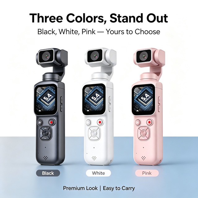 Pocket Camera 4K Handheld Camera 64MP Photography 1.70 Inch Screen Intelligent Face Following WiFi Pocket Camera for Vlogging