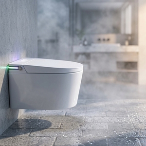 Inodoro Inteligente con Luz Nocturna, Montado en el Suelo, con Sifón en S, Cerámico, con Control Remoto, Descarga por Gravedad, Función de Calefacción del Asiento - Product Image 1