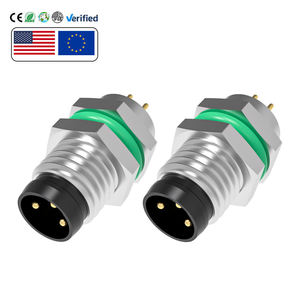 Conector Circular M8 de Montaje en Panel, Receptáculo de Latón con Contactos Chapados en Oro, IP67/IP68 Impermeable, 3 Pines Macho, Montaje Trasero - Product Image 1