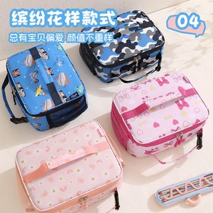 Insulated Lunch Bag Blue Transport Print For Kids School Portable Heat Insulating Waterproof Design - Product Image 2