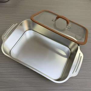 Sartén para Asar Pescado Multifuncional Estilo Coreano (Tipo Profundo) - Sartén Rectangular de Acero Inoxidable con Tapa de Vidrio - Product Image 1