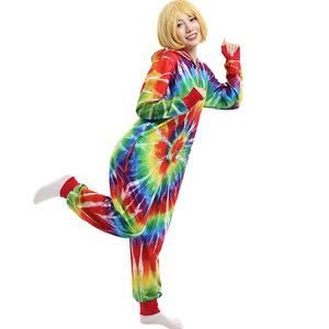 UE et US Offre Spéciale Tie Dye impression numérique combinaison dames à capuche fermeture éclair <span class=keywords><strong>polaire</strong></span> barboteuses en gros - Product Image 3