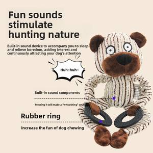 Jouet en peluche créatif pour chien de petite taille, avec anneau en cuir interactif, son interactif et nœud, pour <span class=keywords><strong>la</strong></span> formation, <span class=keywords><strong>la</strong></span> décompression et le mastication des dents - Product Image 2