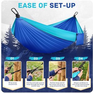 Premium leggero amaca da campeggio portatile pieghevole paracadute in Nylon altalena con due cinghie per albero singolo o doppio viaggio OEM - Product Image 2