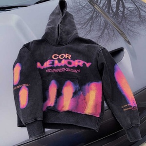 Sudadera con Capucha para Hombre, Estilo Urbano, Gruesa, 500gsm, Vintage, Desgastada, Impresión Digital DTG, Lavada con Ácido, Fabricante Personalizado, Venta al Por Mayor - Product Image 1