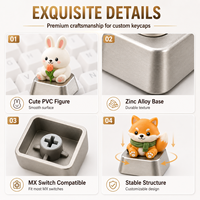 Capuchons de touches de clavier mécaniques en PVC personnalisés, design animalier 3D mignon, OEM/ODM, couleur et taille au choix, pour Cherry MX