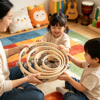 Orff Instrument Wholesale Wood Tambourine 10 Inc 50 Piece s Music Tambourine Hand Drum Kid Toys