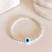 Bracelets en perles plaqué or 18 carats, bijoux pour femmes, oeil bleu turc, bracelet à breloques élastique
