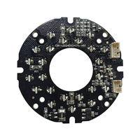 Placa PCB con 24 LEDs Infrarrojos de 12V, Interruptor Automático Día/Noche Integrado, Fabricante de PCBA Personalizado, Componentes de Luz LED con Orificio para CCTV