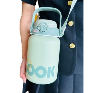 C131 büyük kapasiteli termos bardak sevimli büyük göbek paslanmaz çelik çift içecek vantuz taşınabilir açık kamp su şişesi - Product Image 5
