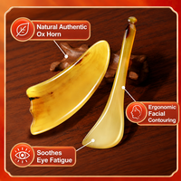 Bâton de massage facial en corne de bœuf naturelle, outil de tirage des points d'acupression pour le lifting du visage, planche Gua Sha, vente en gros d'usine, OEM