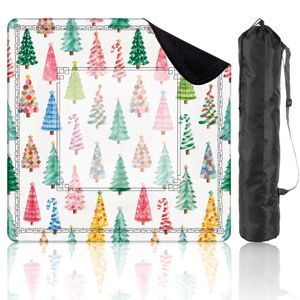 White Background Watercolor Colorful Christmas Tree Candy Cane Full Print American Mahjong <strong>Table</strong> Mat Square <strong>Game</strong> Pad for <strong>Xmas</strong> - Product Image 1