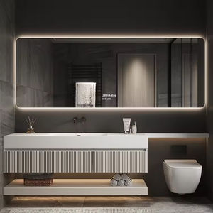 Mueble de Baño Moderno Clásico de Madera Montado en la Pared con Lavabo Individual, Mueble de Baño Antiguo para Hotel con Encimera - Product Image 1