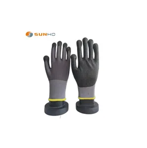 SunnyHope Guanti in Nylon Spandex grigio calibro 13 con schiuma di Nitrile nera Palm Dip nero punteggiato sulle dita del palmo per la costruzione