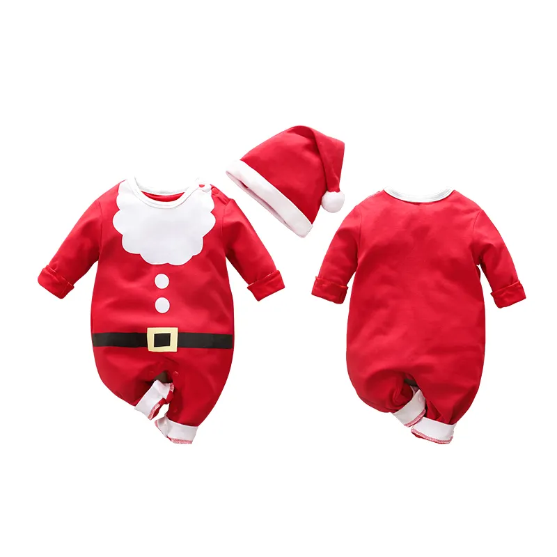 Fashion Christmas Clothes Santa Claus Style Spring Autumn Long Sleeve Newborn Infant Baby Boys Rompers