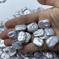 Perles de culture d'eau douce naturelles, irrégulières, blanches, fortes et lumineuses, de 14-15 mm, en forme de bouton, carrées, baroques, pour DIY