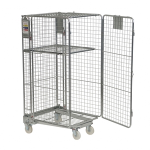 Industriële rolwagen met 4 zijden, gegalvaniseerd, voor zwaar gebruik, goedkoop, van staal, metaal, voor materiaaltransport, opvouwbaar, uit China. - Product Image 1